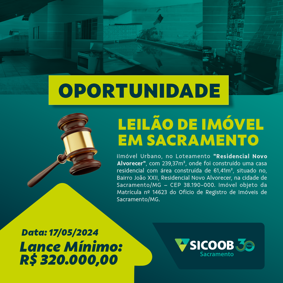 Edital Leilão de Imóvel em Sacramento/MG